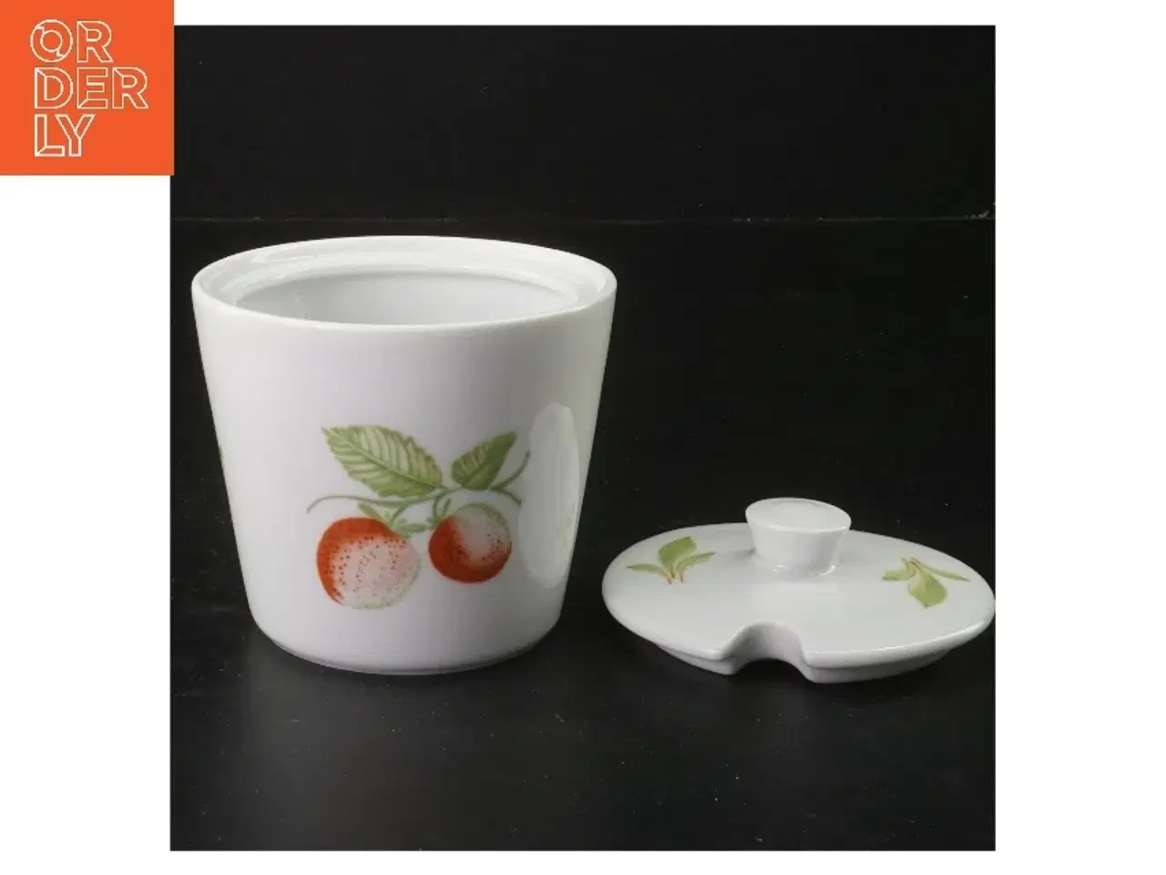 Billede 2 - Marmeladekrukke med låg fra Lyngby (str. Ø 10 cm længde 8,5 cm)