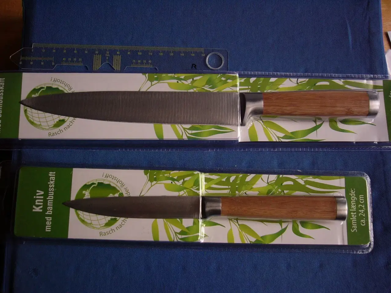Billede 1 - 2 Flotte Køkkenknive m. bambus skafter