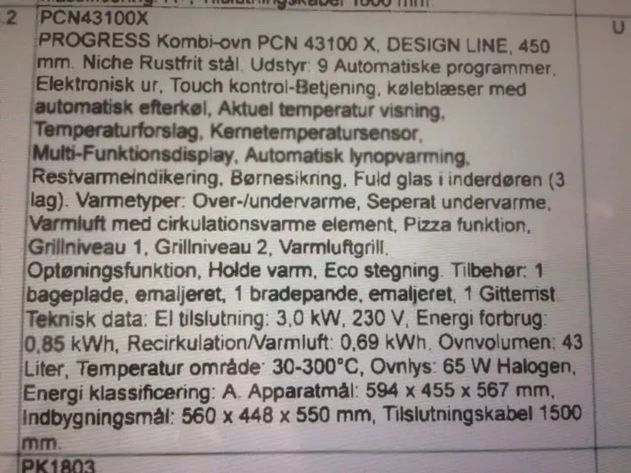 Billede 1 - Progress indbygningsovn fra Vordingborg