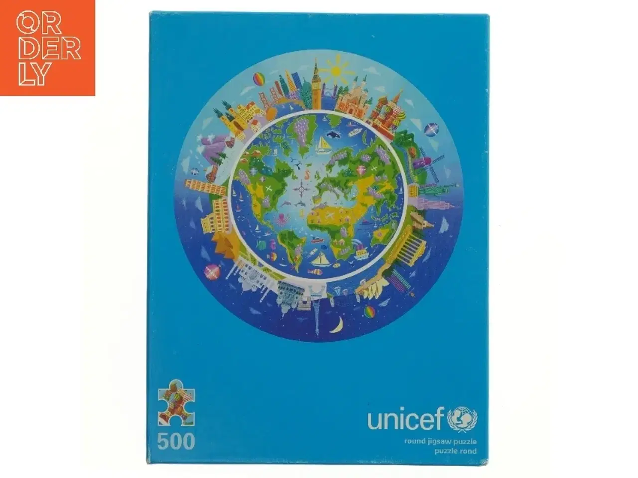 Billede 2 - Rundt UNICEF puslespil med 500 brikker fra Unicef (str. 500 brikker cm)