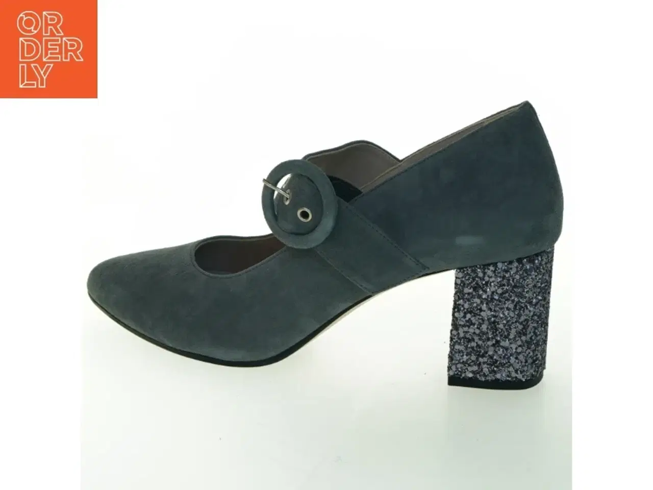 Billede 1 - Suede Mary Jane pumps med glimmerhæl fra Roccamore (str. 39 )