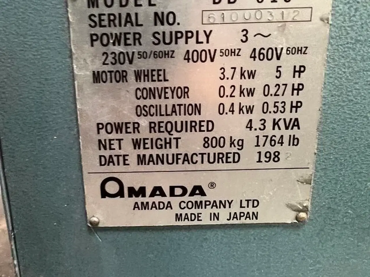 Billede 5 - Slibemaskine AMADA DB-610