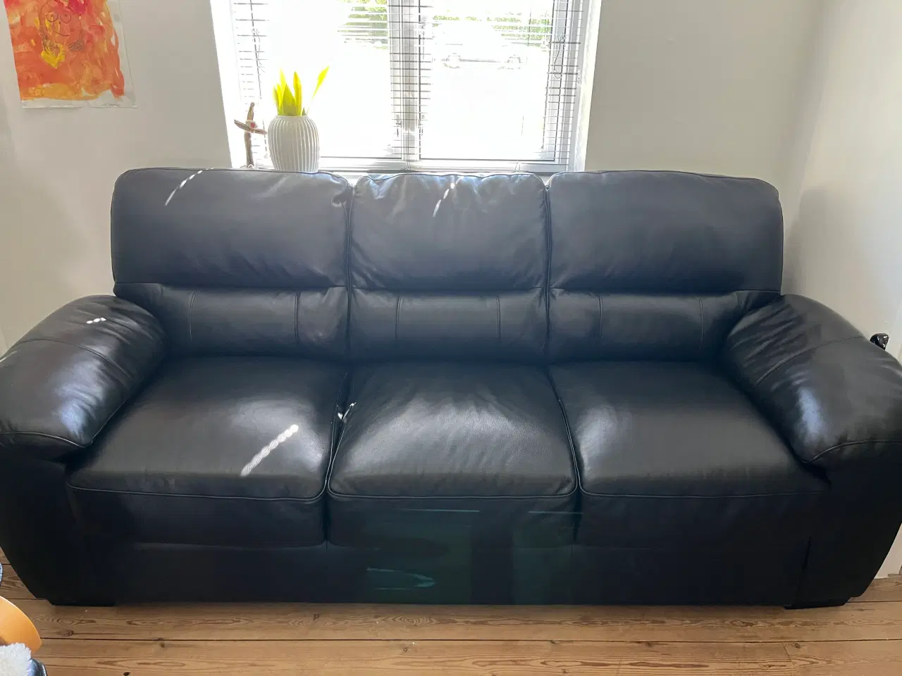 Billede 1 - Lædersofa 3 personer 