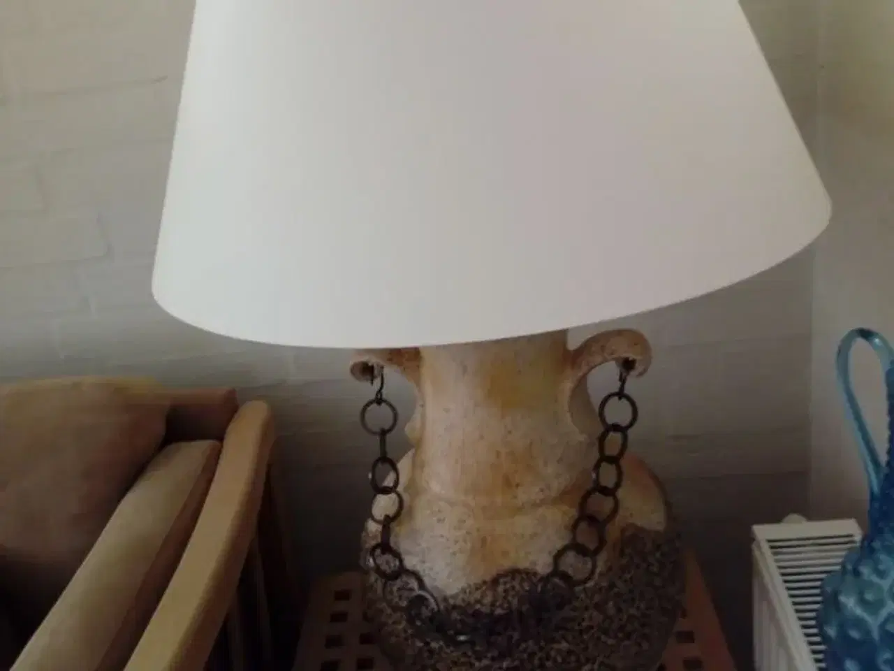 Billede 2 - Høj Keramik lampe med nyt skærm