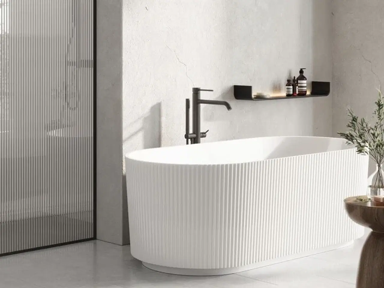 Billede 3 - Leonora oval mat hvid fritstående kar -  Strømberg  STRØMBERG