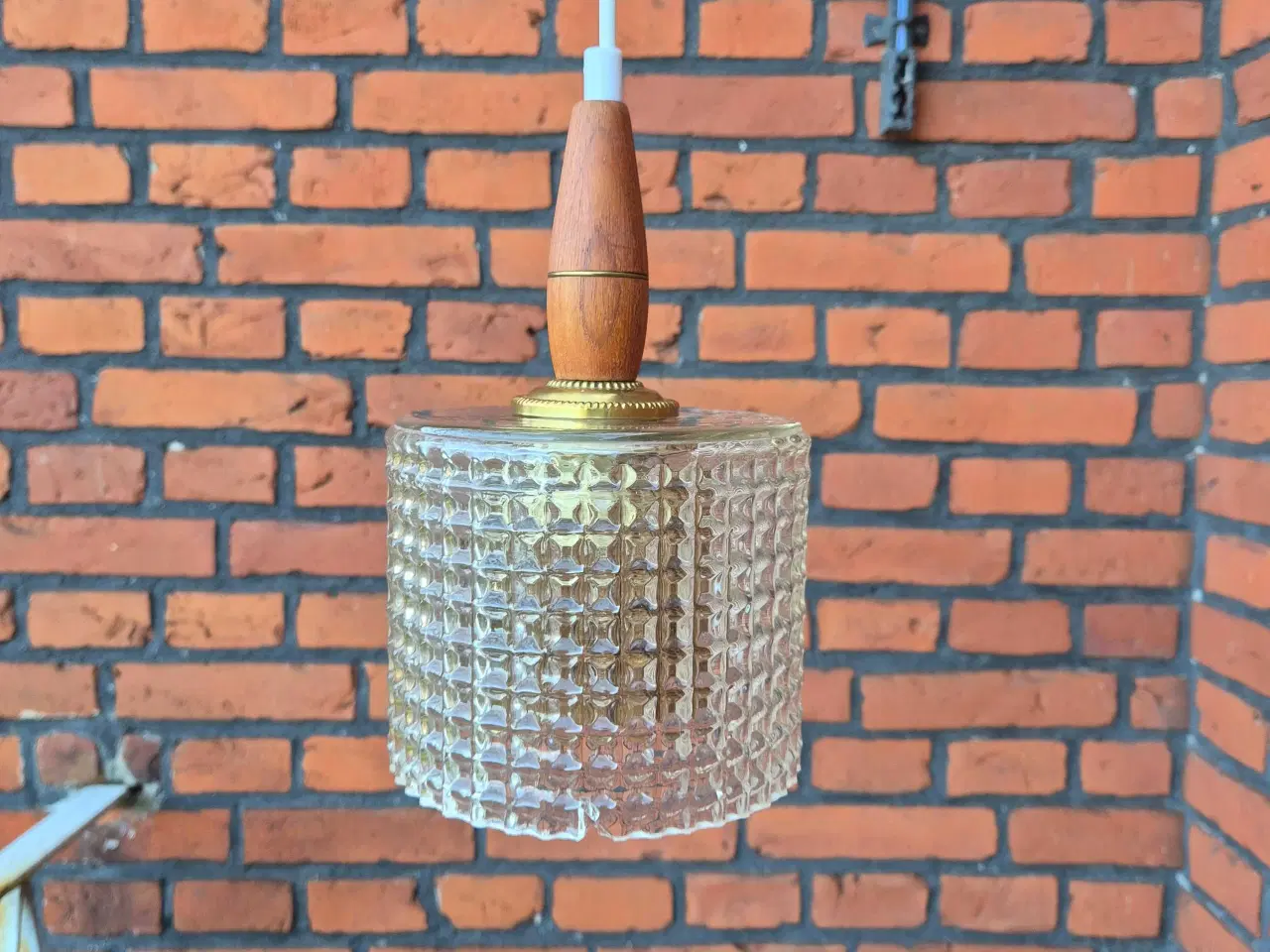Billede 1 - Retrolampe i glas og teak