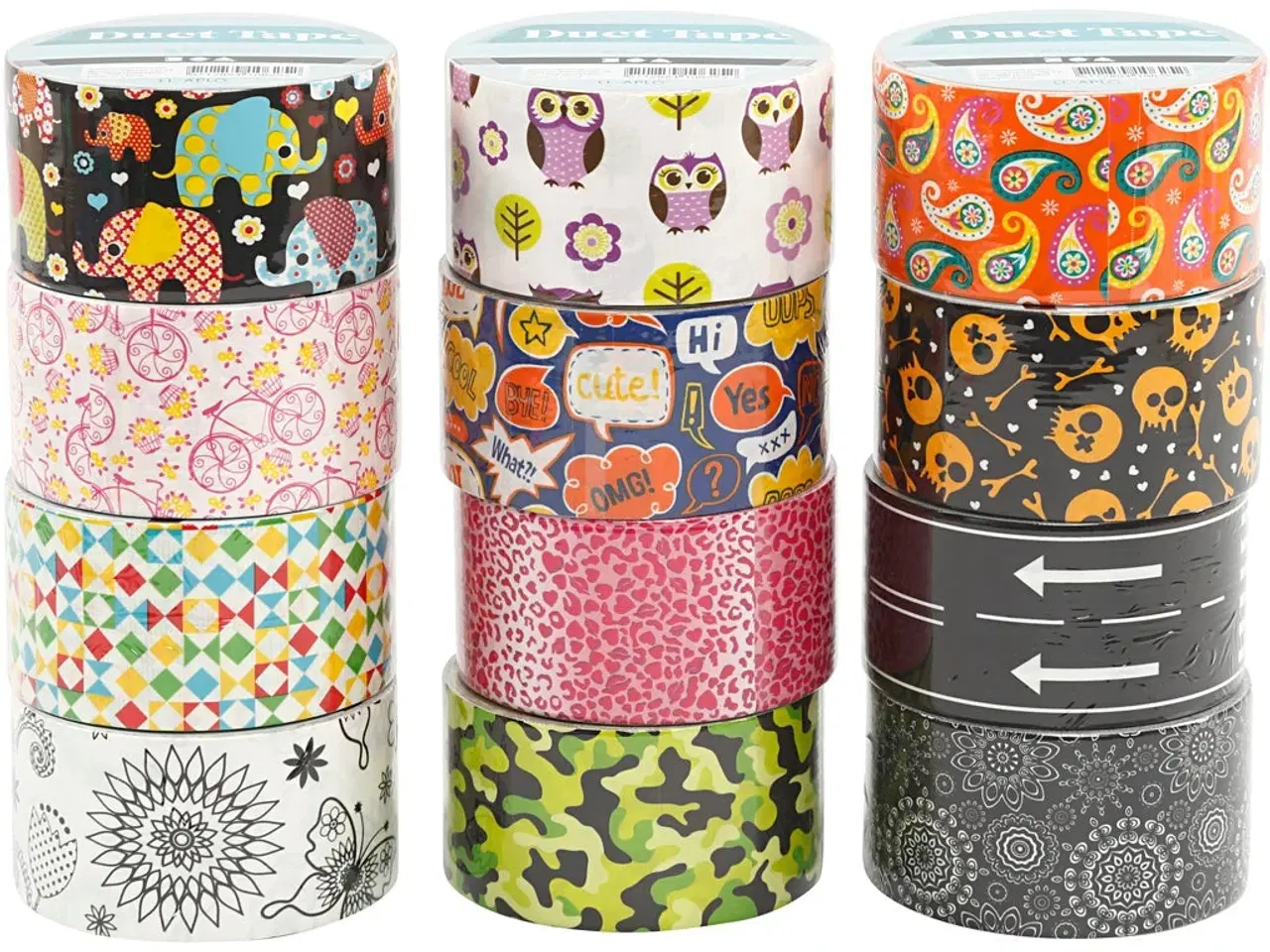 Billede 1 - Mønstret Gaffatape 48 mm x 5 m - Ass. Farver