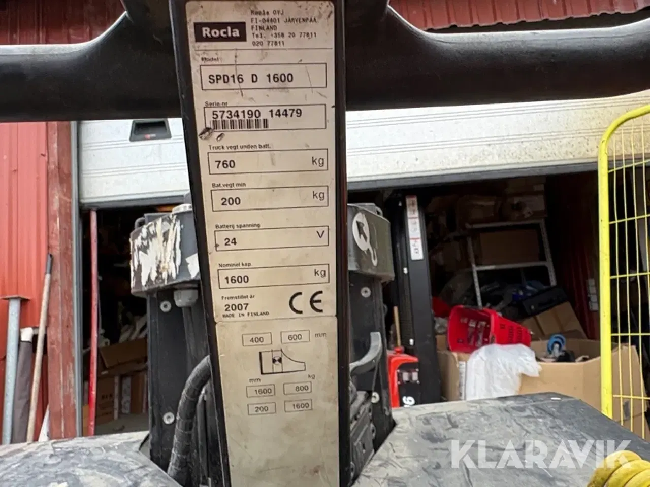 Billede 5 - Elektrisk palleløfter Rocla SPD16 D 1600