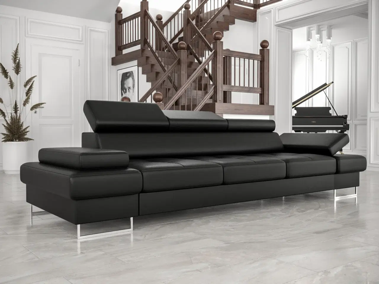 Billede 1 - GALAKSE III  ÆGTE LÆDER 3-PER. SOFA 305 CM