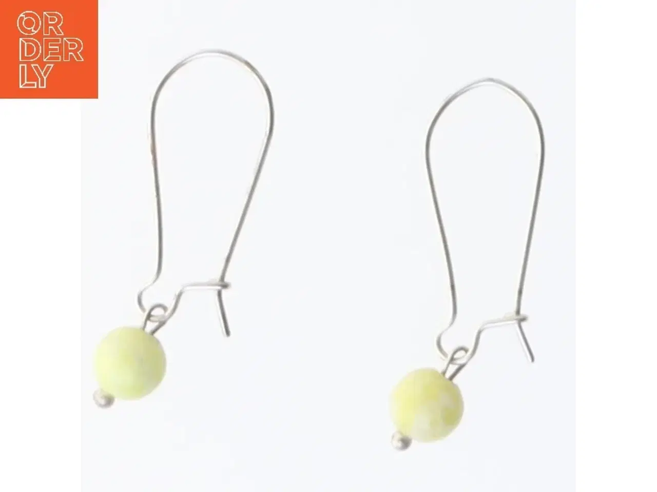 Billede 1 - Enkle hængeøreringe med lysegule perler (str. 3,5 cm)