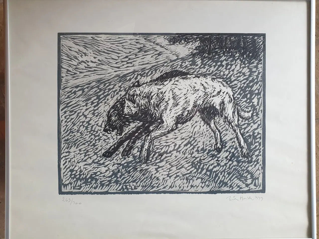 Billede 1 - "Ulvehunde" - Litografi af Erik Heide