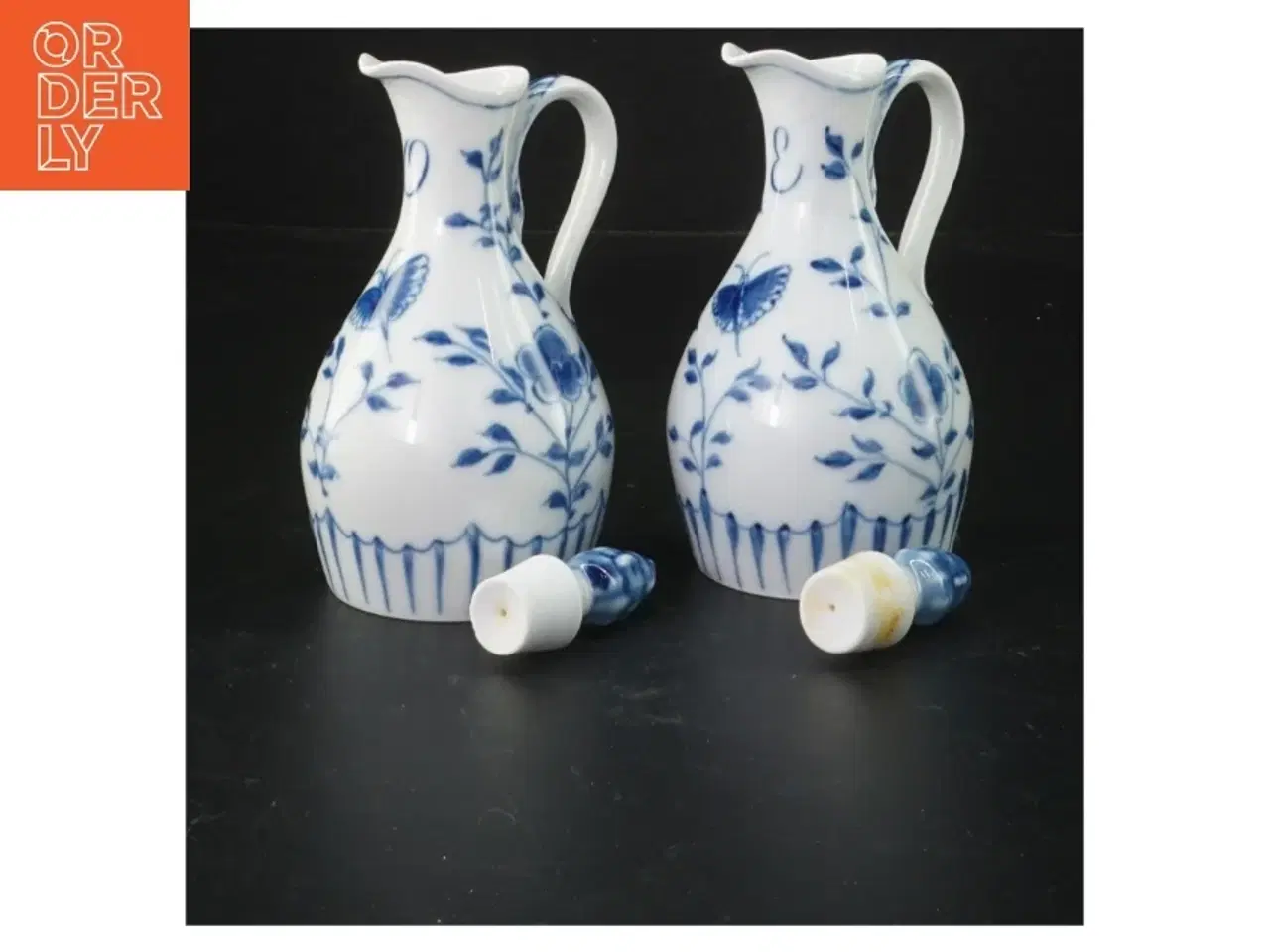 Billede 1 - 2 stk mussemalet 197/391 oli/eddike kander Porcelænsflasker med låg fra Royal Copenhagen (str. 15 cm)