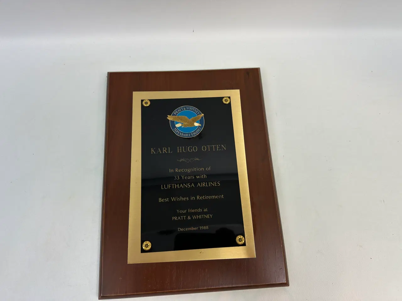 Billede 5 - Lufthansa Airlines hæders plankette