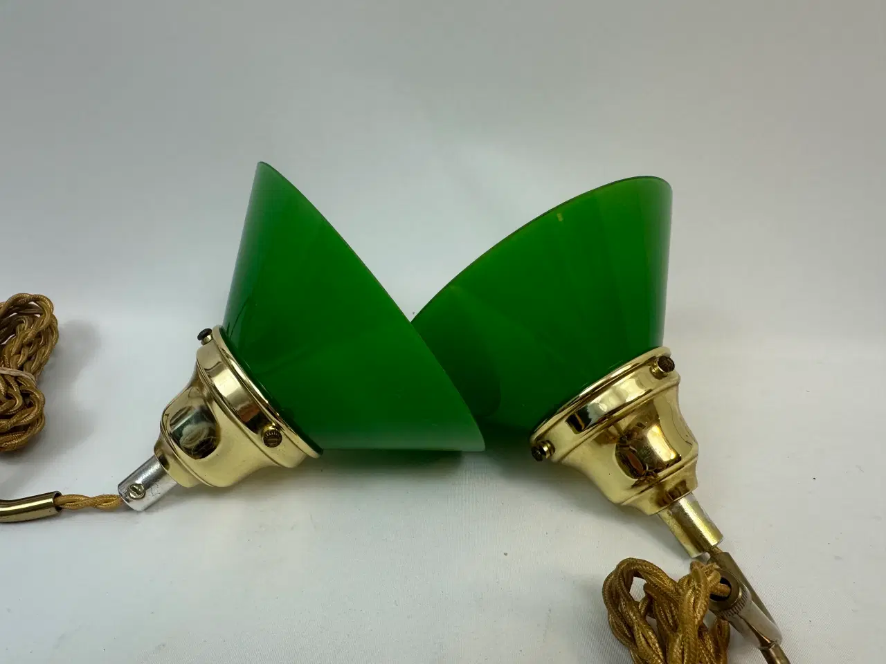 Billede 7 - Vintage lamper i messing og grønt glas
