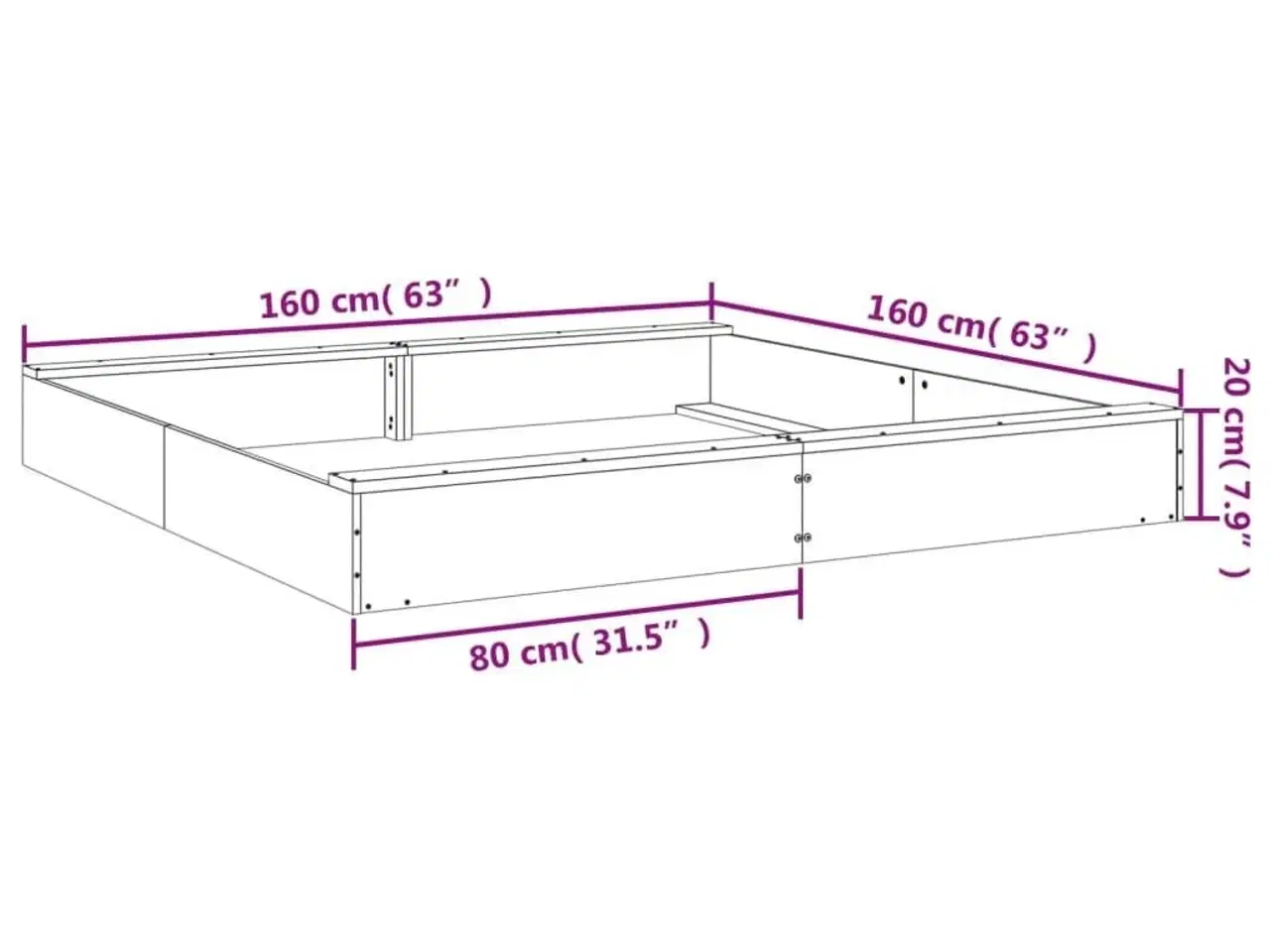 Billede 9 - Sandkasse med sæder firkantet massivt fyrretræ sort