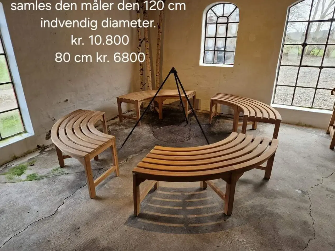 Billede 5 - Runde bænke af teaktræ