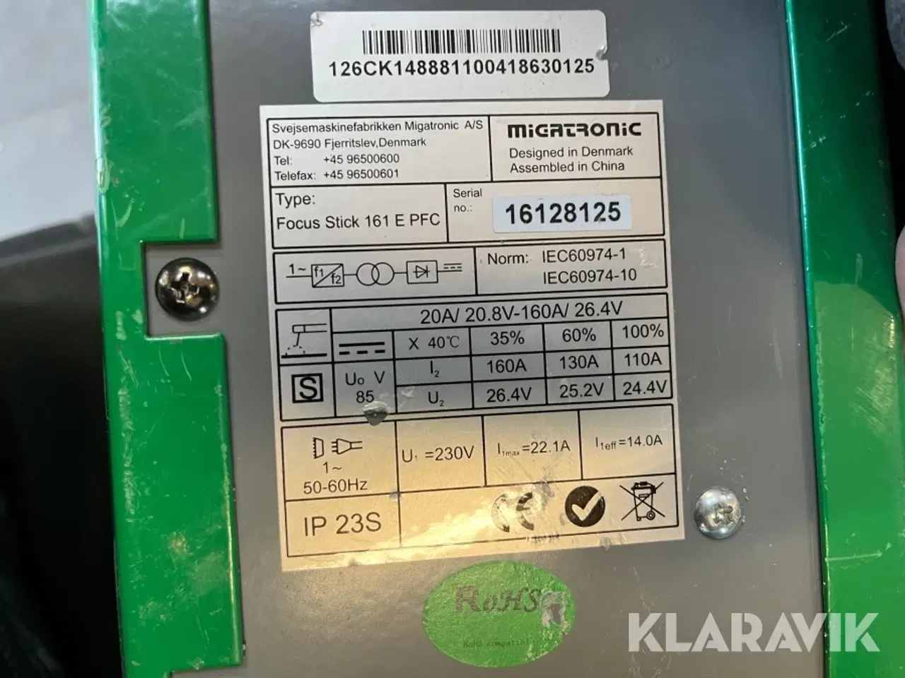 Billede 4 - Elektrodesvejser Migatronic Fokus Stick 161 E PFC med 2 hjelme