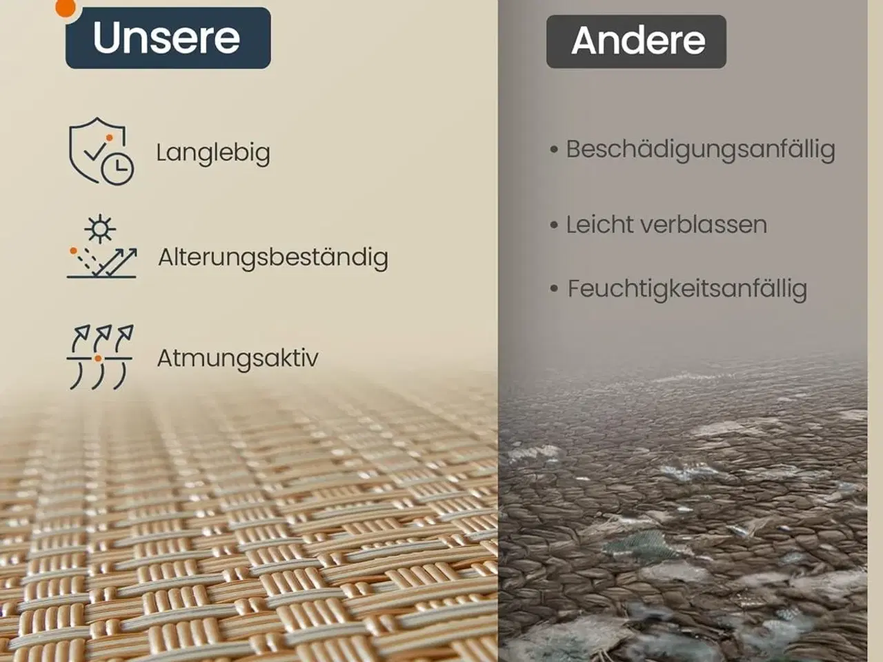 Billede 3 - Vasketøjskurv med hjul HOME, 2 rum, 100 l, med låg, natur beige/mat hvid