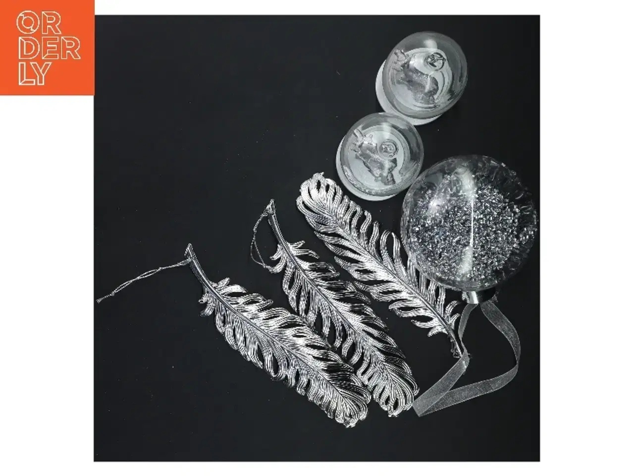 Billede 3 - Sølv og glas juledekorationer (str. Ø 10 og 10 cm og 19 cm)