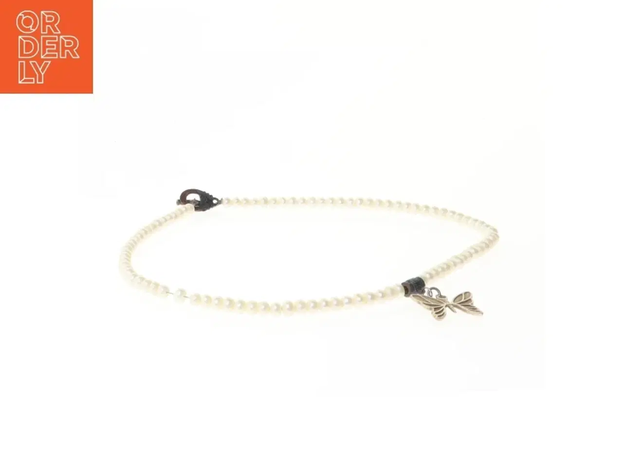 Billede 3 - Perlehalskæde med sommerfuglevedhæng (str. Kæde 41 cm)