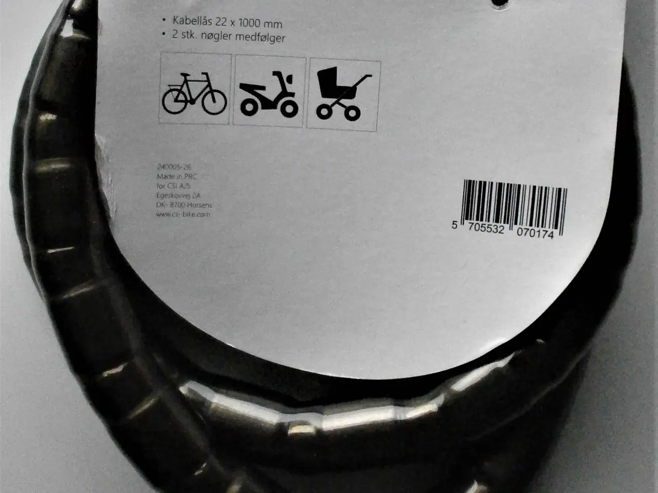 Billede 2 - KABELLÅS til cykler, barnevogn, osv.