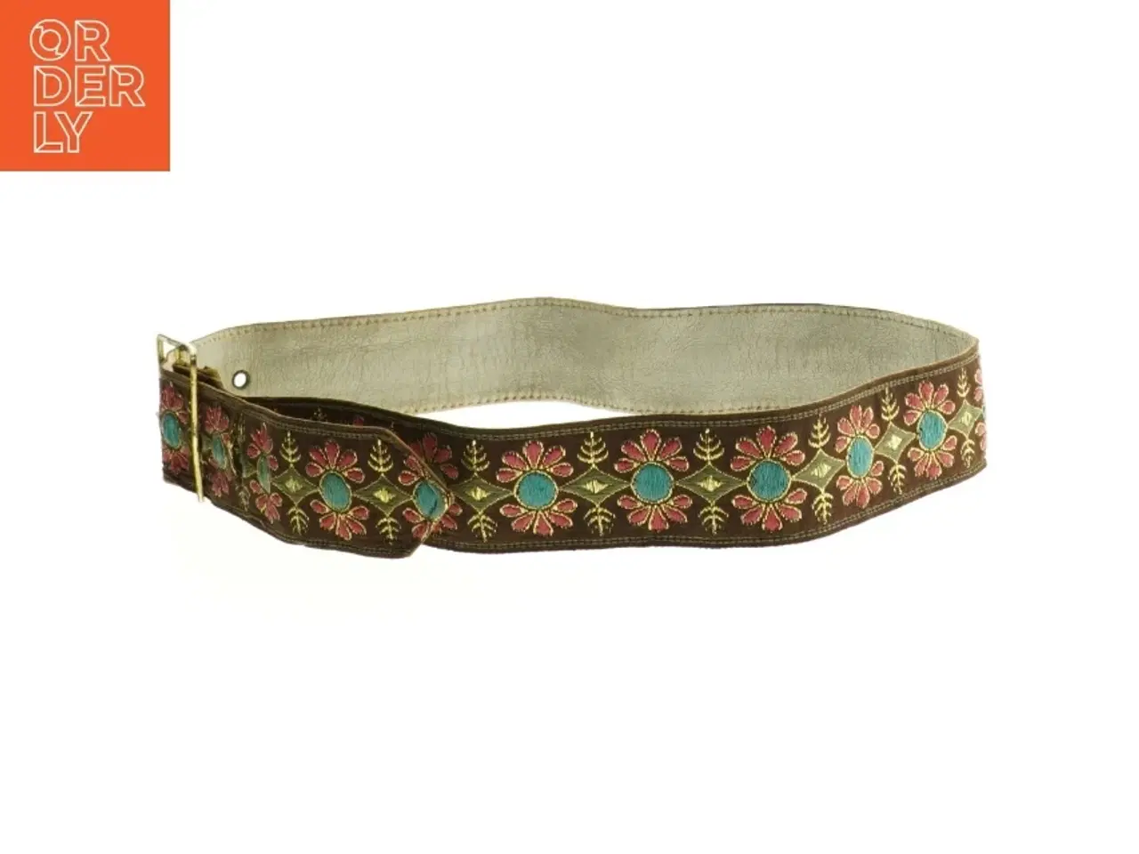 Billede 1 - Broderet læderbælte (str. 85 cm)