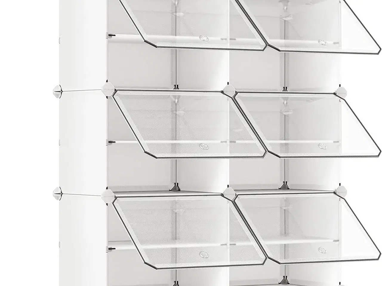 Billede 1 - Skoreol med låger modulært skoskab, 10 rum, hvid