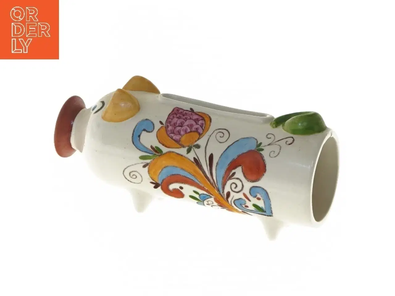 Billede 5 - Keramisk sparegris med dekorationer (str. 21 cm)