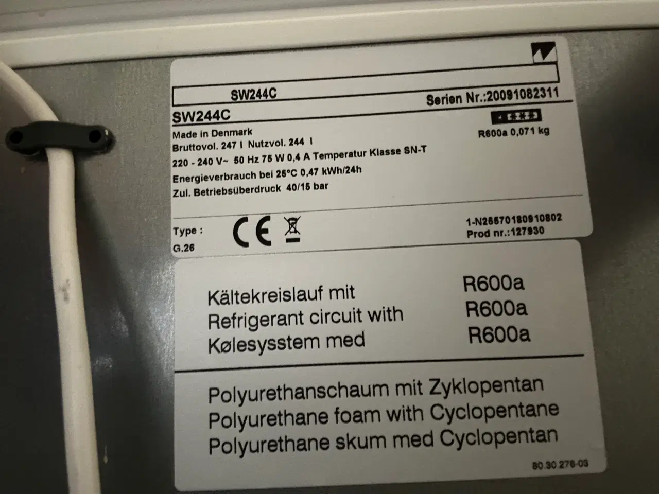 Billede 7 - Vestfrost SW244C kummefryser – 244 liter