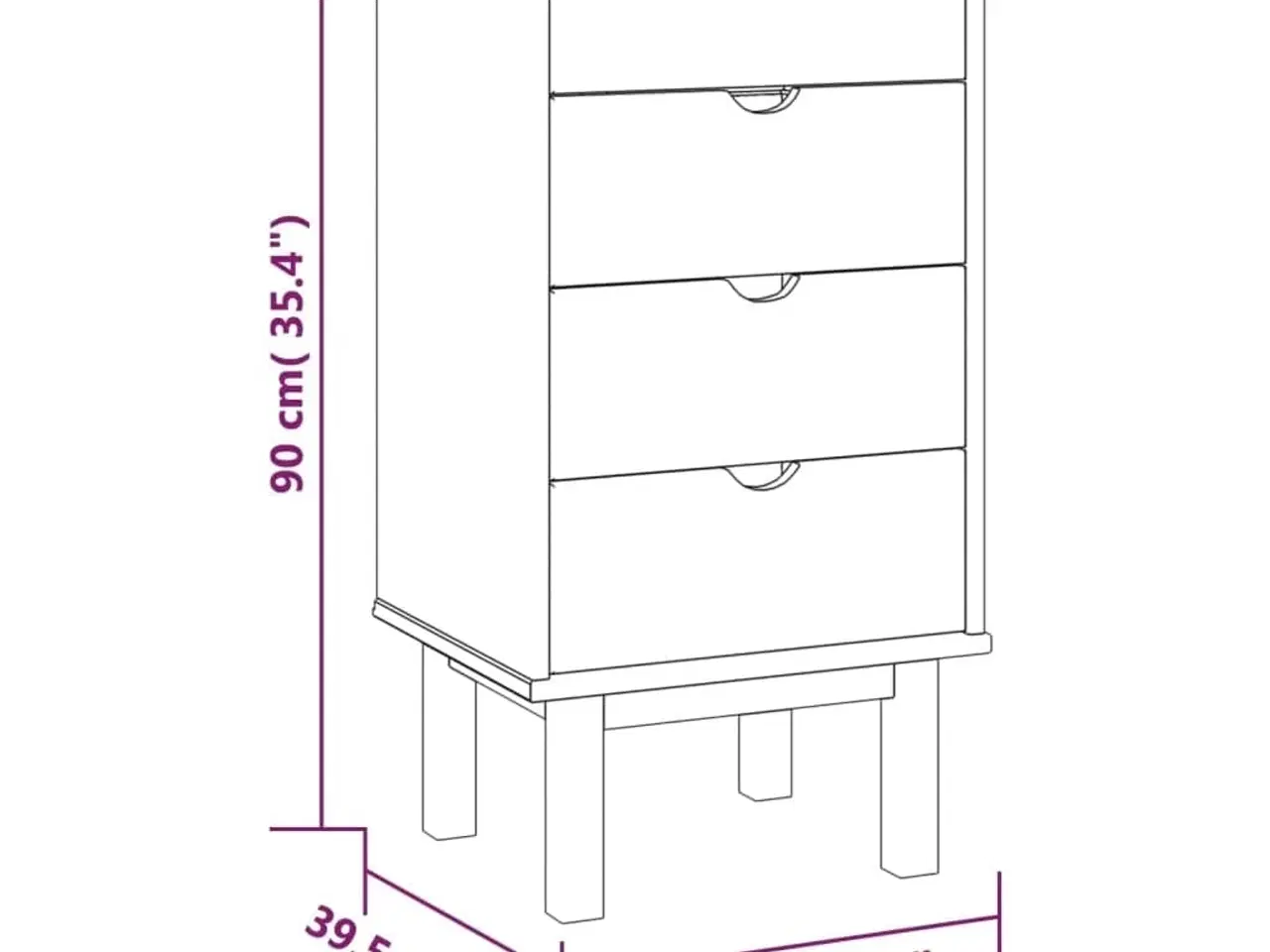Billede 6 - Kommode OTTA 45x39x90 cm massivt fyrretræ