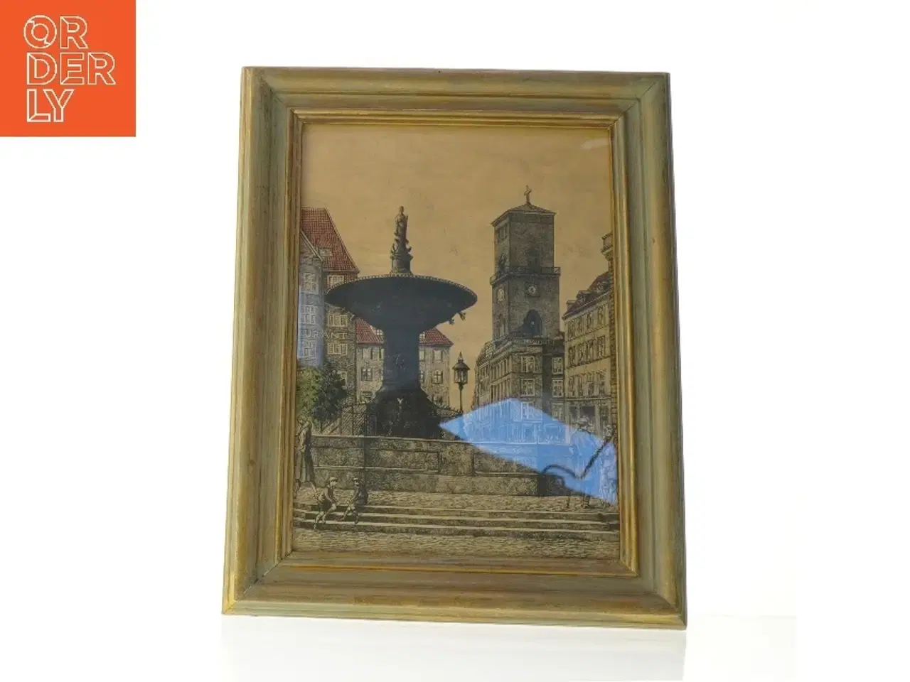 Billede 1 - Indrammet bybillede (str. 39 x 30 cm)