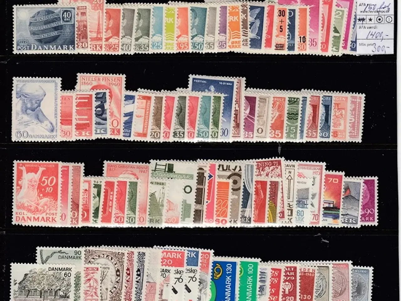 Billede 1 - DK 150 forskellige postfriske frimærker.