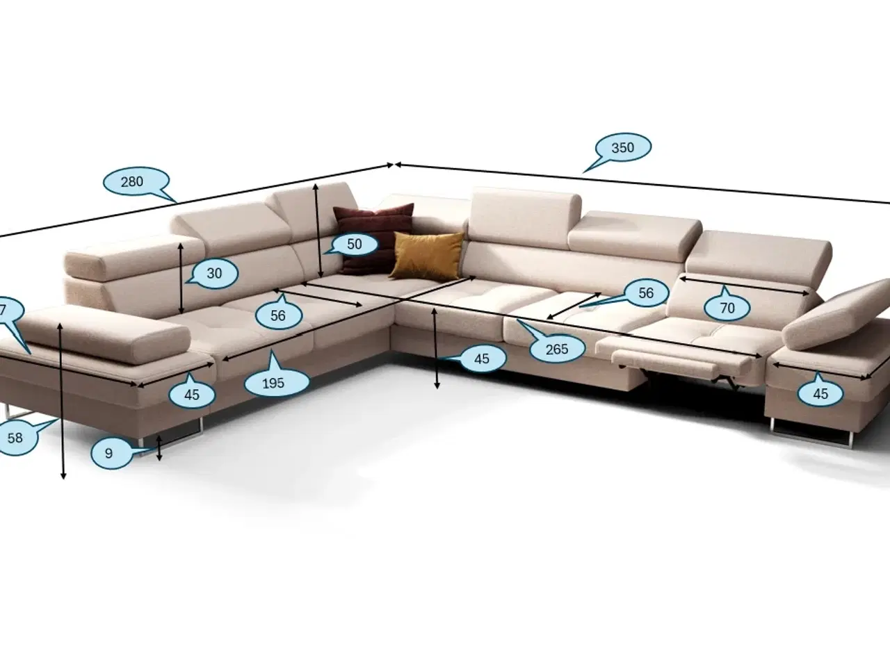 Billede 2 - GALAKSE MAX RELAX HJØRNESOFA 280x350