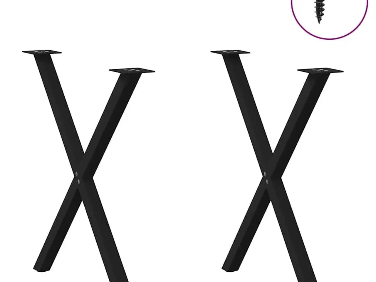 Billede 3 - Spisebordsben X-formet 2 stk. sort 70 x (72-73) cm stål