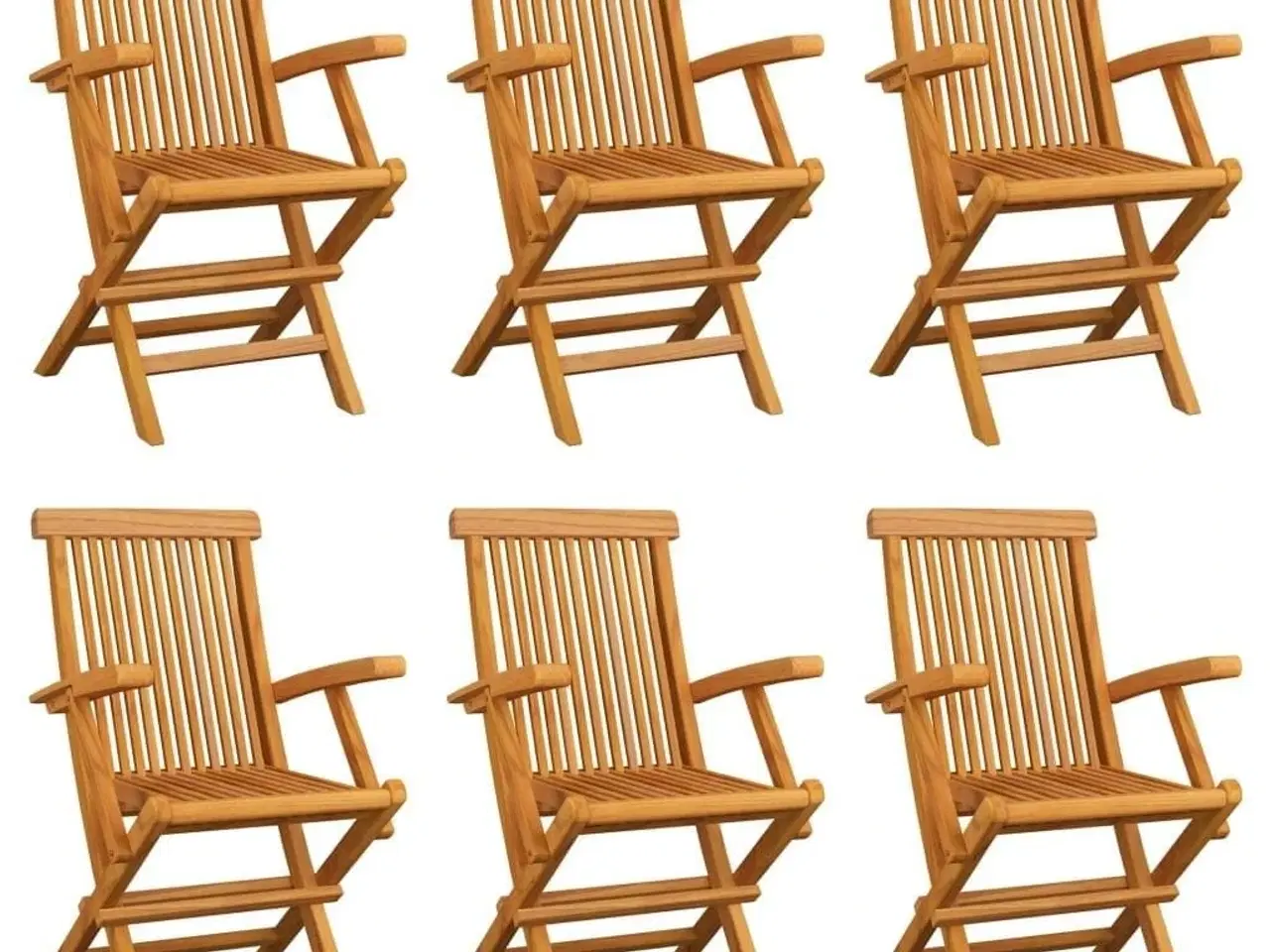 Billede 1 - Foldbare havestole 6 stk. massivt teaktræ