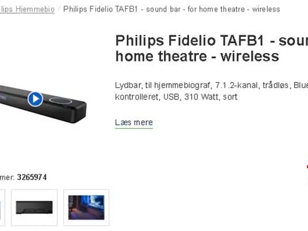 Billede 2 - NY "Philips 7.1.2 fidelio Soundbar FB1", Aalborg