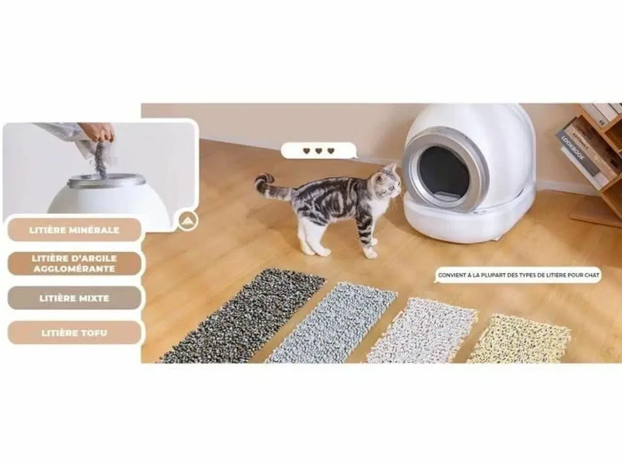 Billede 3 - Kattebakke med automatisk rengøring - Hvid/Grå, 65 l