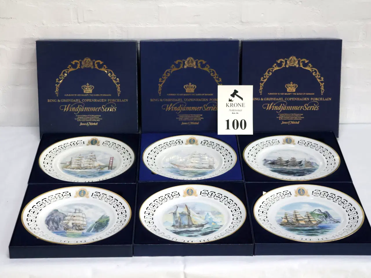 Billede 1 -  6 Stk Bing & Grøndahl Windjammer skibsplatter.