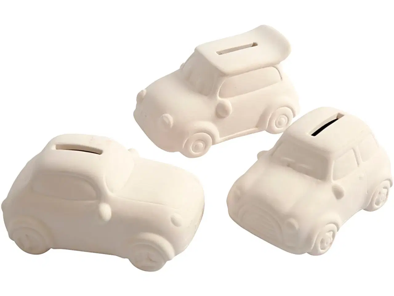 Billede 1 - Sparebiler, H: 5,5 cm, L: 12,5 cm, B: 7,8 cm, hvid, 12stk./ 1 pk.