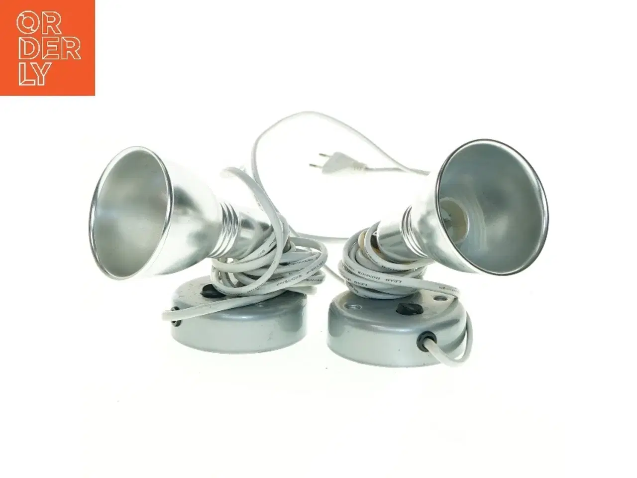 Billede 1 - Sølvfarvede spotlamper (str. 8 cm, diameter 15 cm lang)