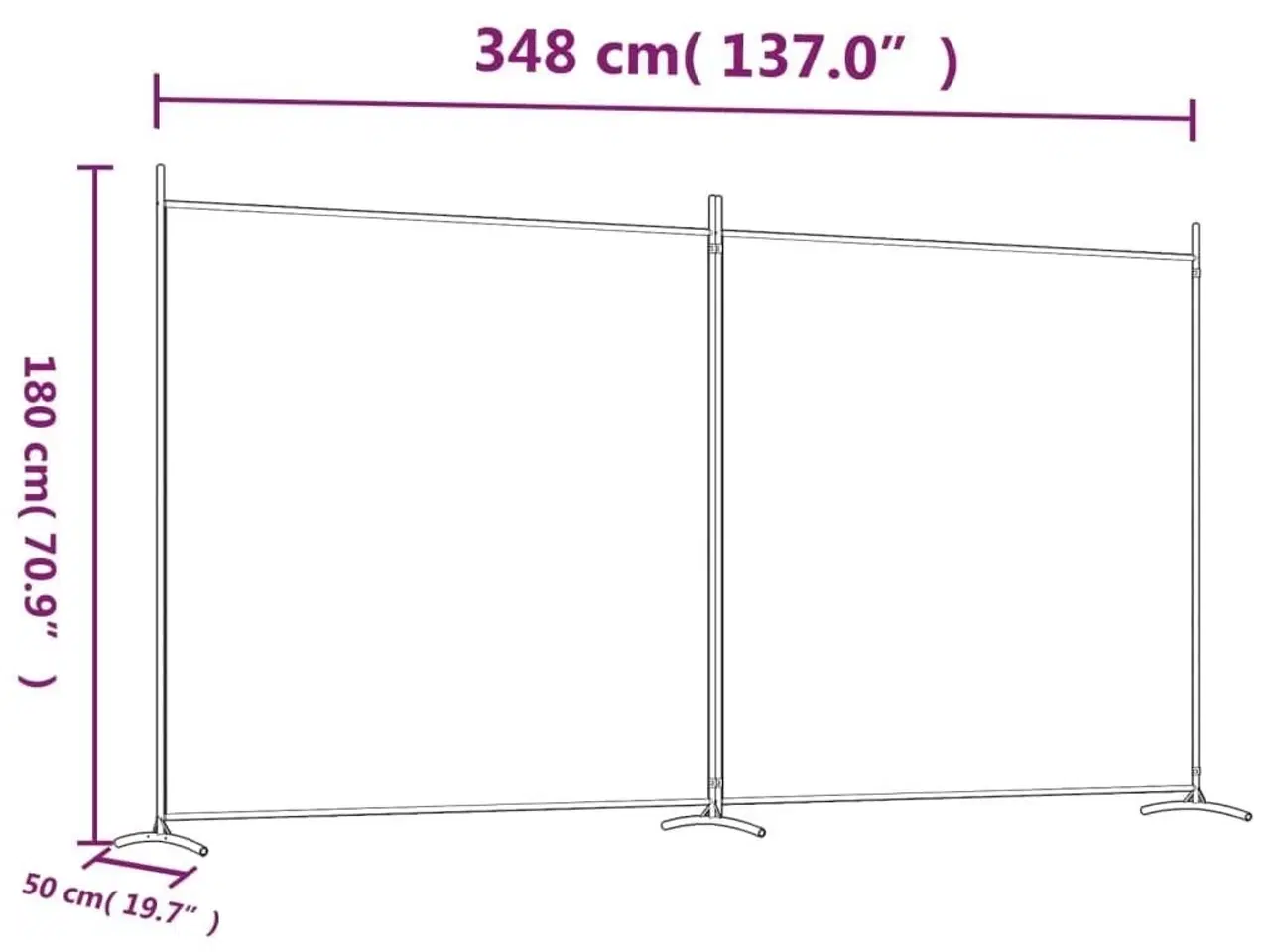 Billede 8 - 2-panels rumdeler 348x180 cm stof antracitgrå