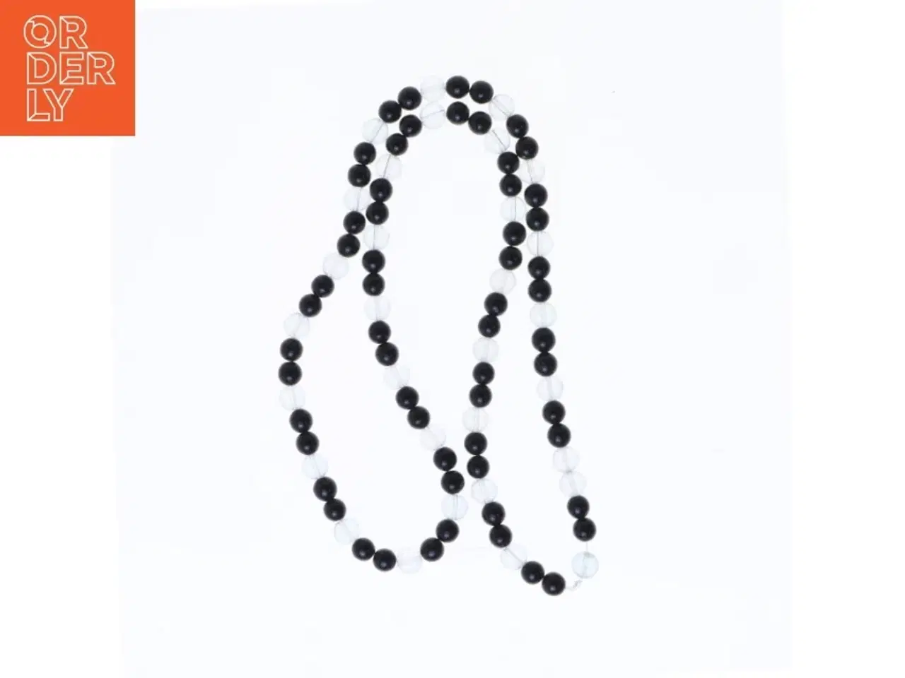 Billede 1 - Halskæde med sorte og klare perler (str. 64 cm)