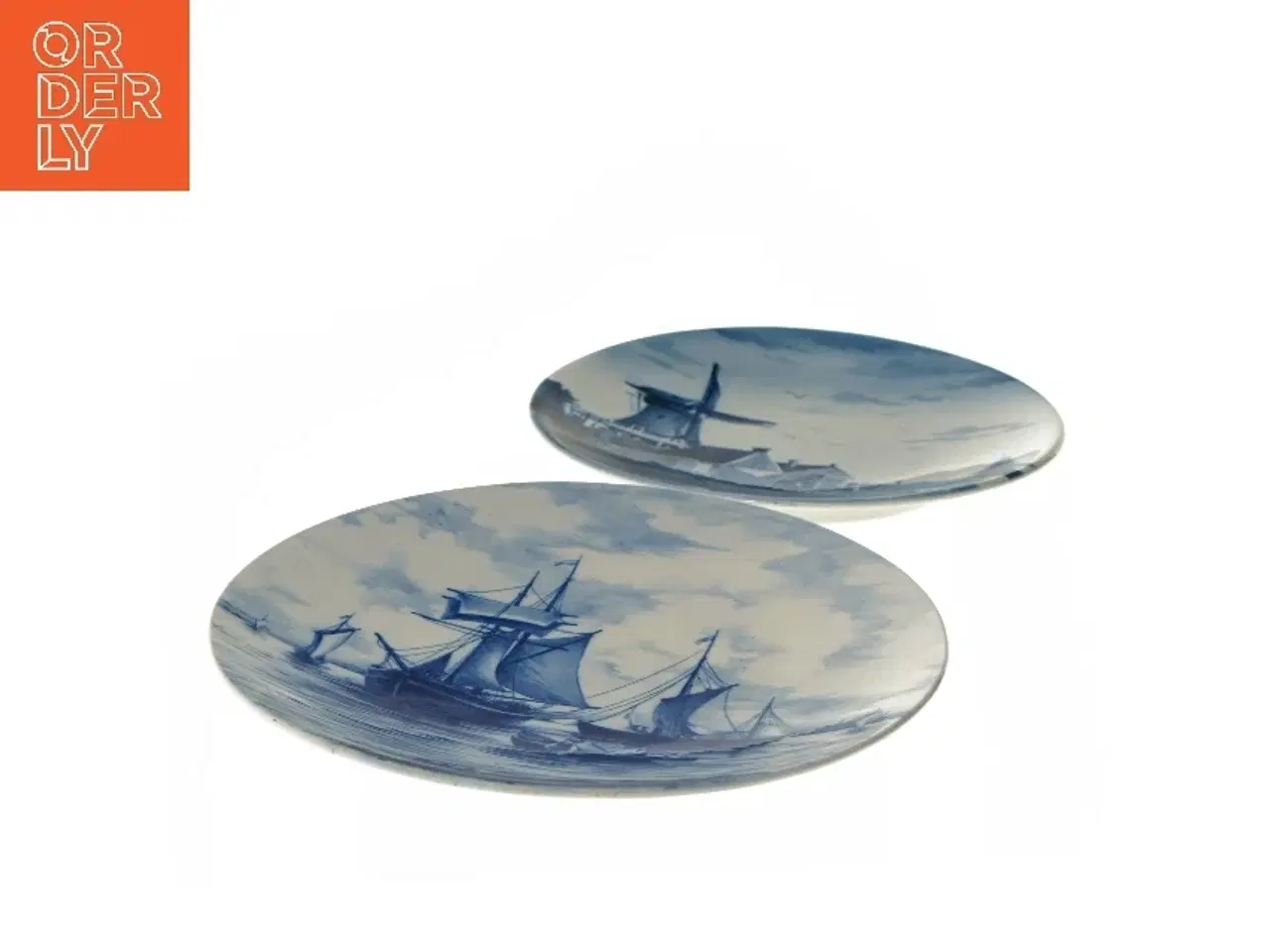 Billede 3 - Vægdekoration tallerkener med landskabsmotiver (str. Ø 26 & 24,5 cm)
