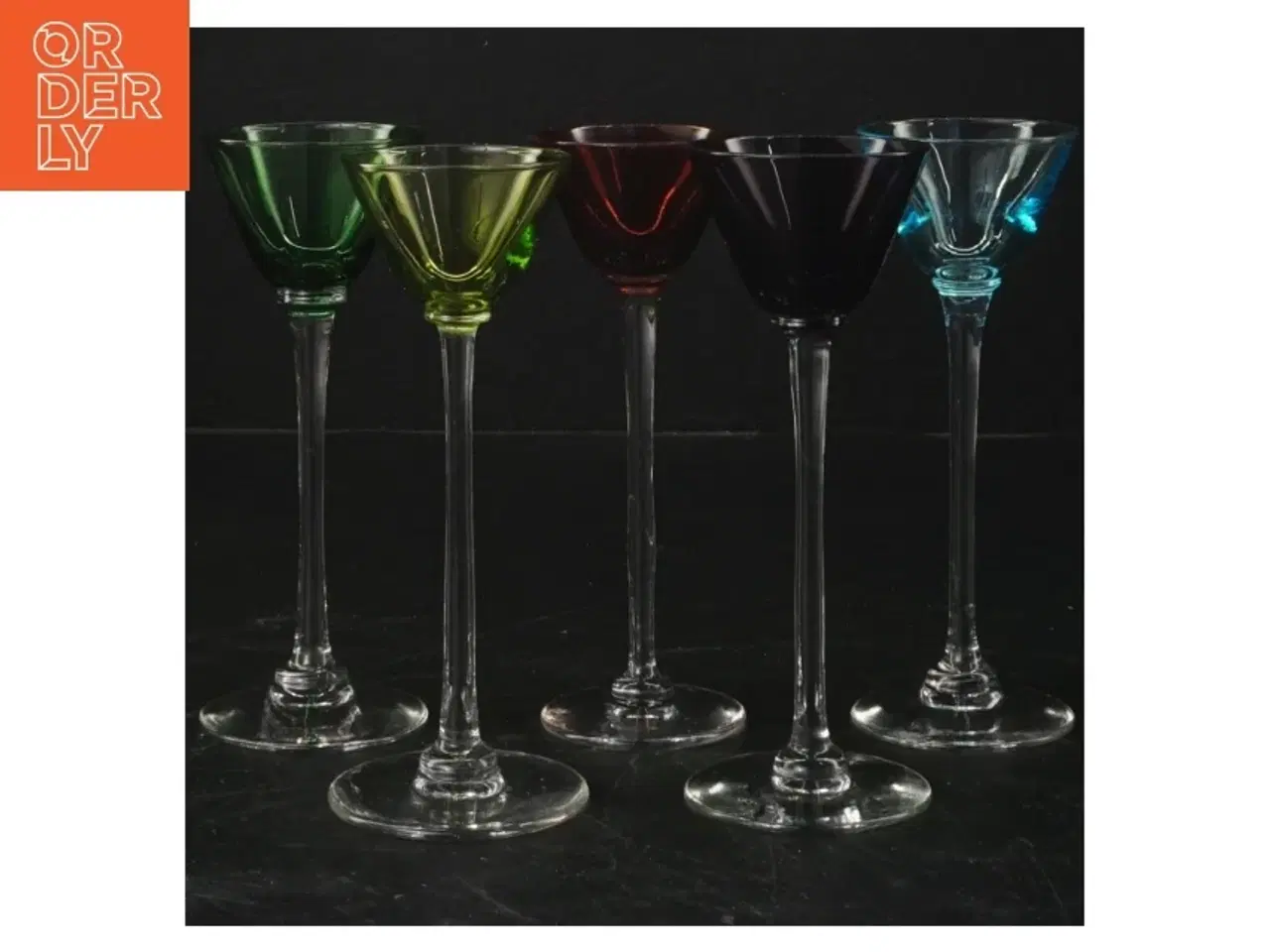 Billede 1 - Farvede vinglas (str. 5 styk. ø. 5 cm. længde. 14 cm)