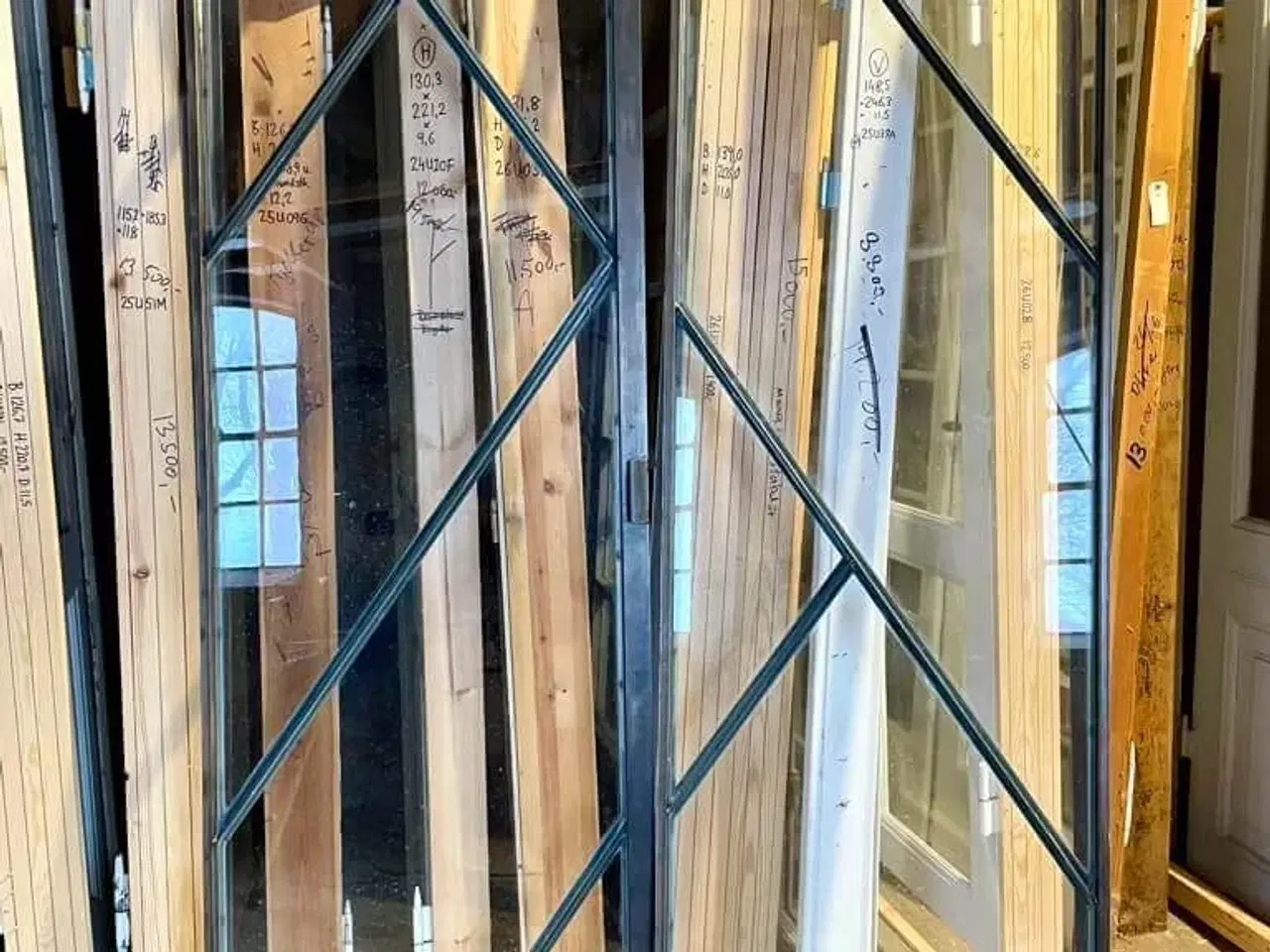 Billede 2 - Ny, dobbelt New Yorker-glasdør m. karm