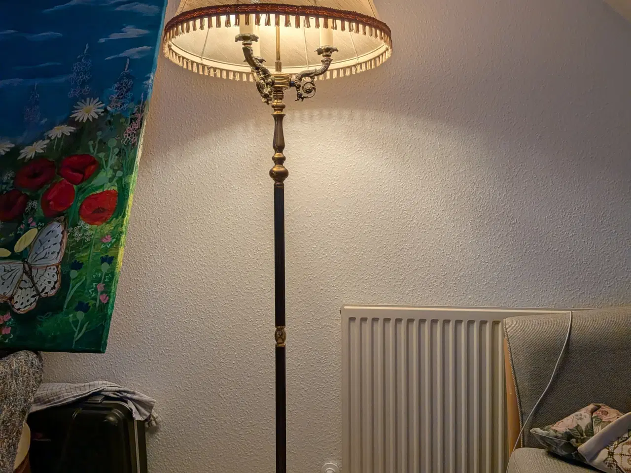 Billede 1 - Antik messing standerlampe