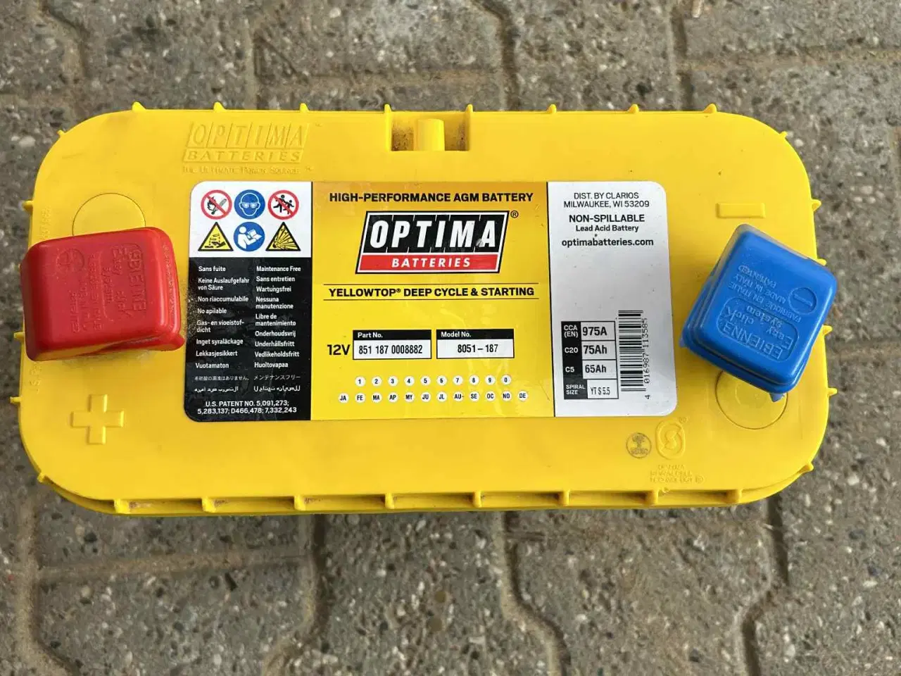 Billede 2 - Optima YELLOW TOP 75Ah AGM Bilbatteri