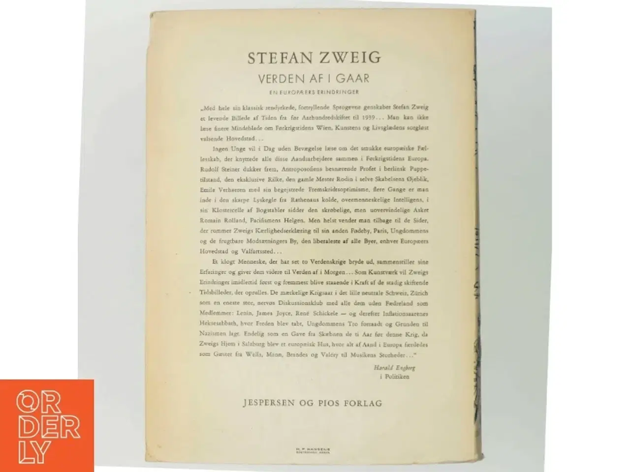 Billede 3 - Verden af i Gaar af Stefan Zweig (Bog)