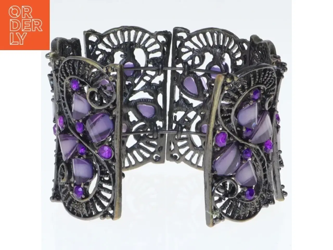 Billede 2 - Armbånd med lilla sten (str. Ø 7 cm)