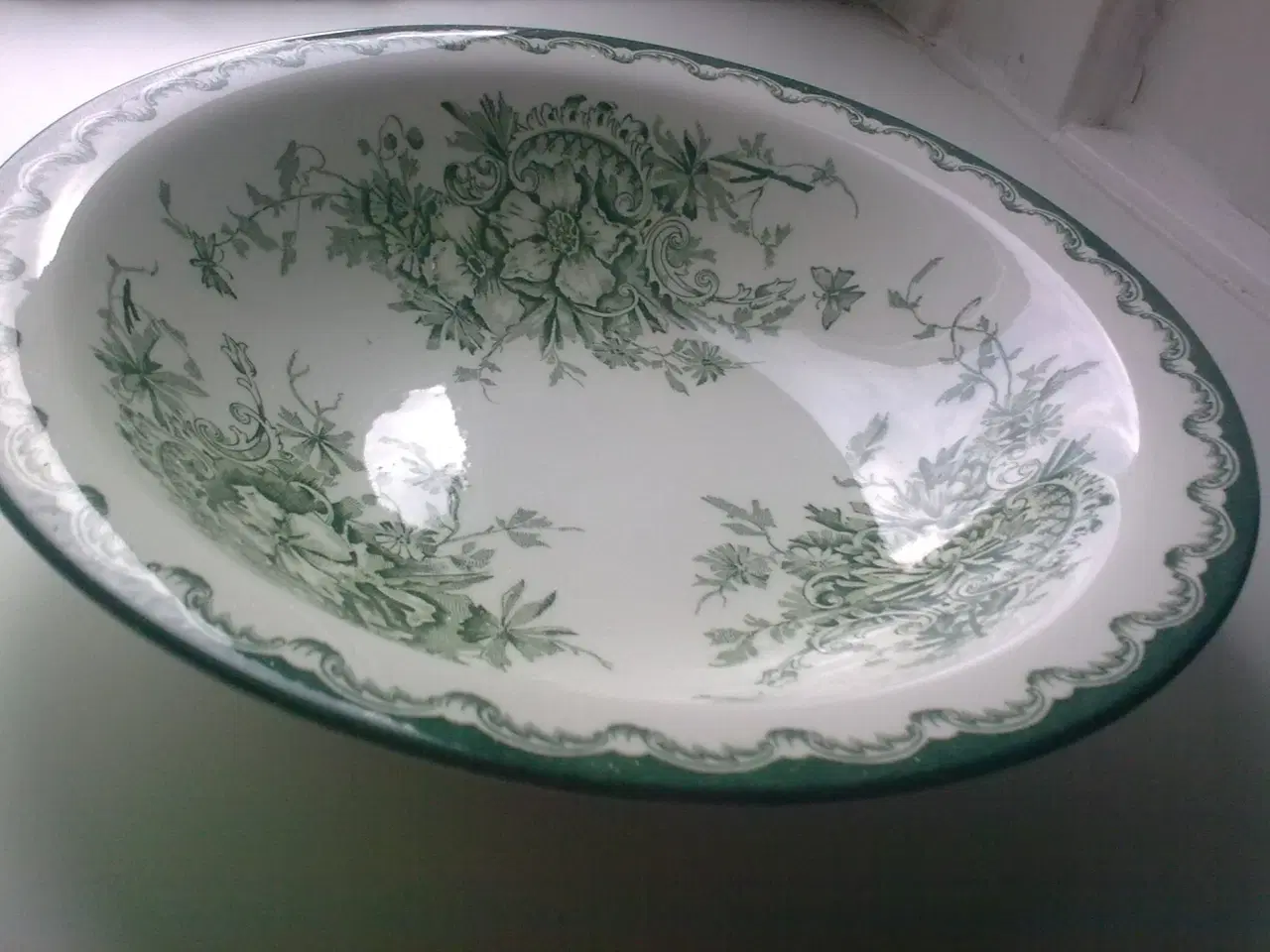 Billede 17 - Keramik håndmalet fad tallerken 3 stk. grøn tema